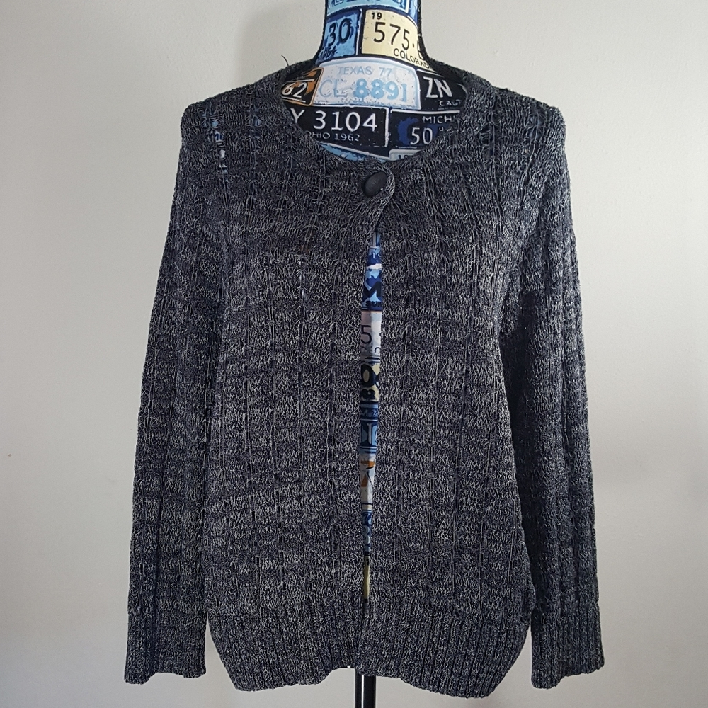 Jones New York top button closure charcoal gray